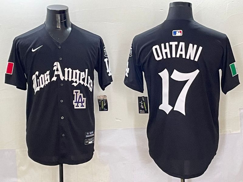 Men Los Angeles Dodgers #17 Ohtani Black Five generations Joint Name 2025 Nike MLB Jersey style 11->->